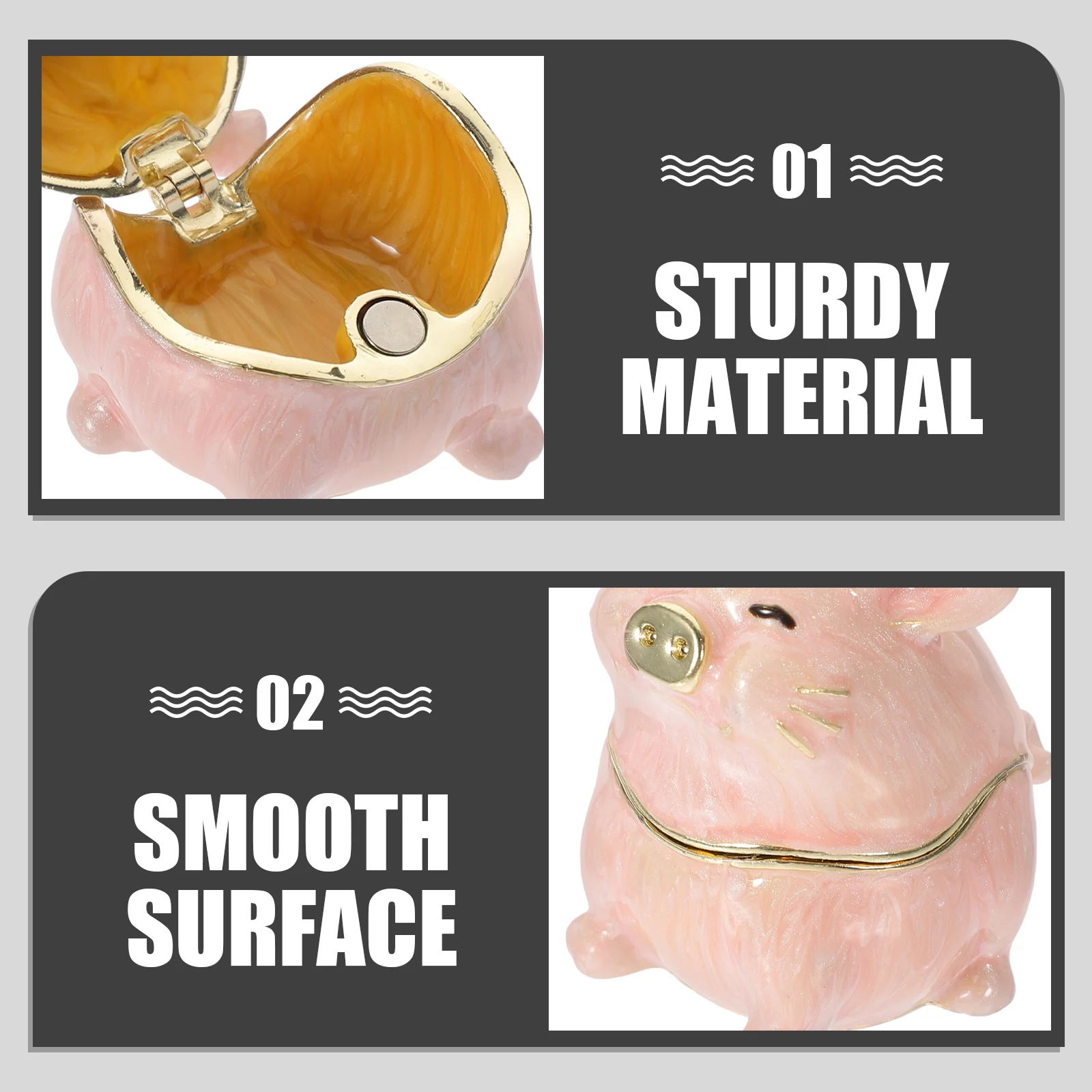 

Украшение в виде свиньи Шкатулка для драгоценностей Декор для рабочего стола Креативная шкатулка для драгоценностей Высококачественные материалы Надежный прочный уникальный реквизит для фотосъемки