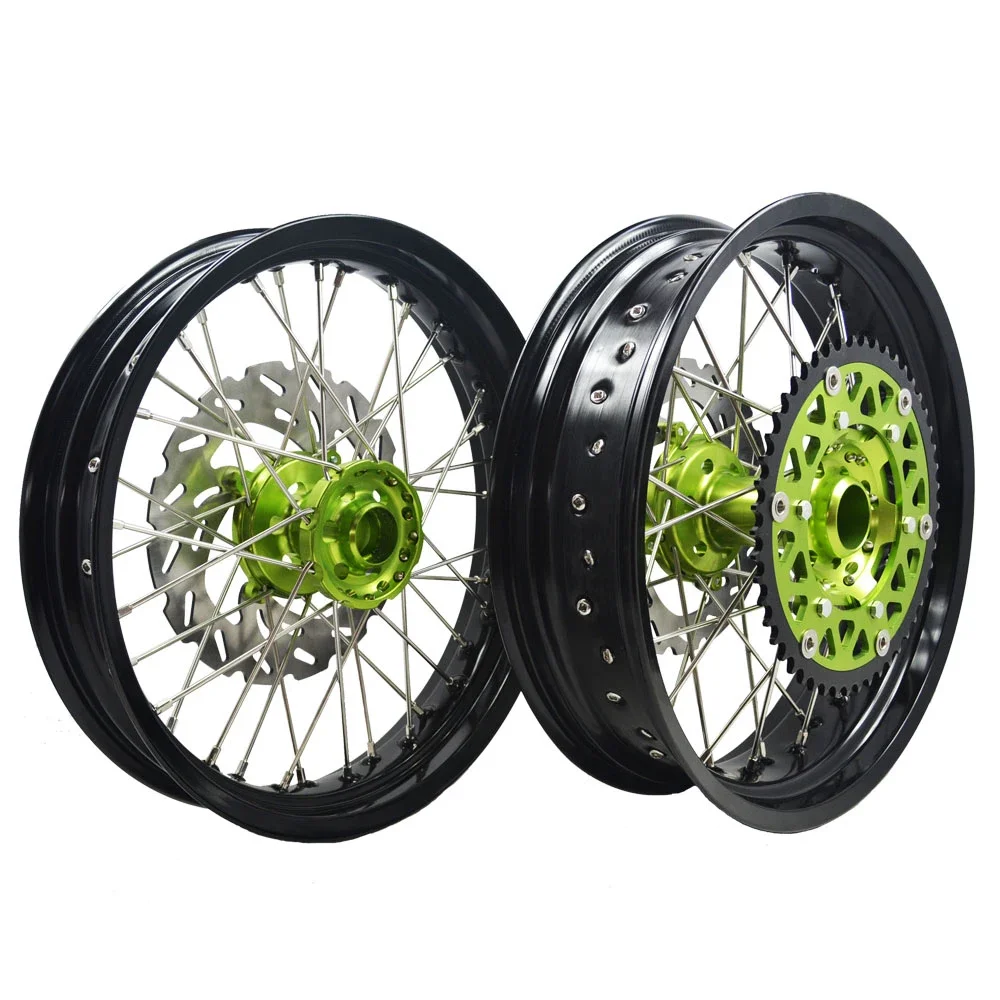 Motorcycle Spare Parts 17 Inch KX250F KX450F Supermotard Wheels Spoked Rim Supermoto Wheel Set