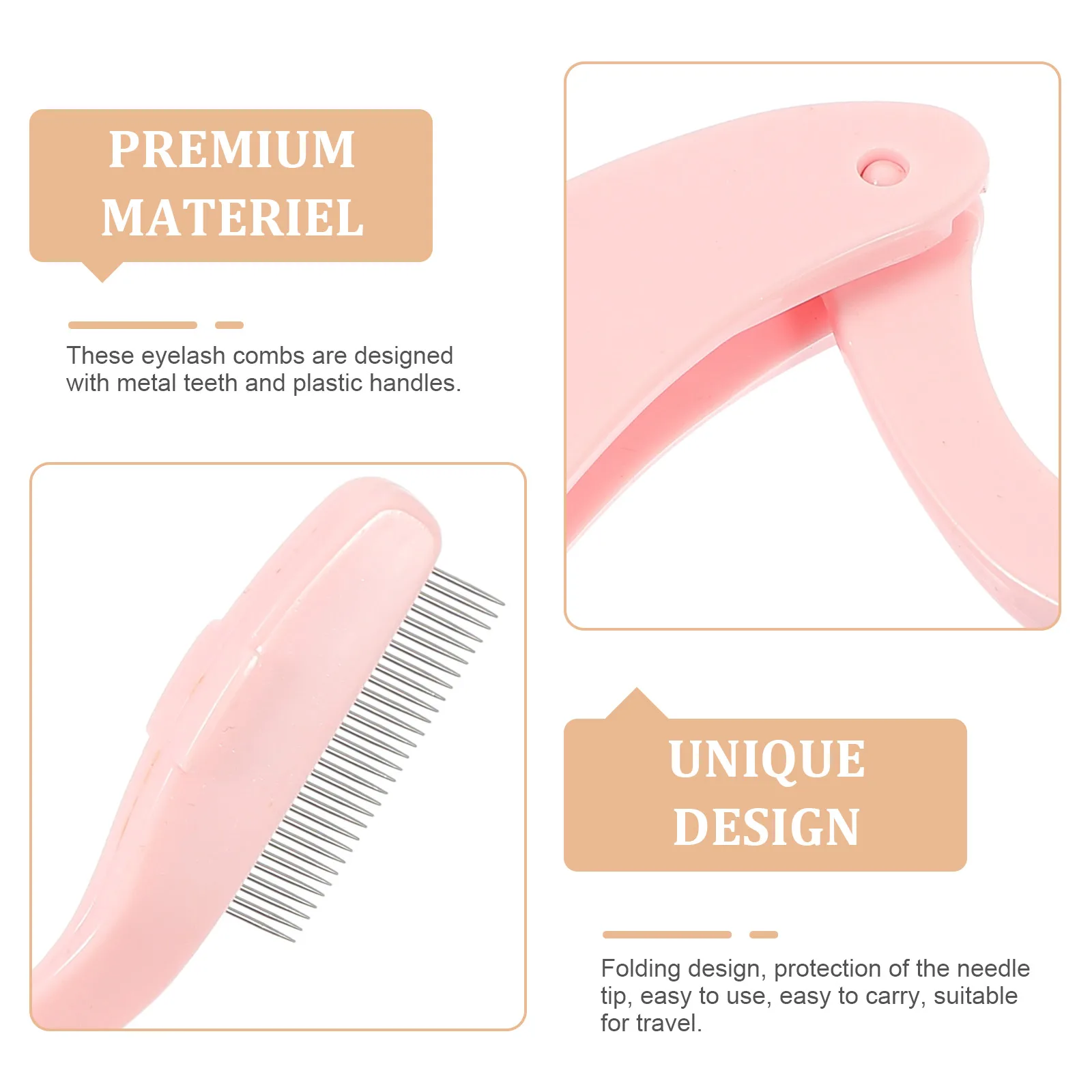 

1pcs Stainless Steel Eyelash Comb Metal Tooth Separator Plastic Handle Foldable Travel Curved Eyebrow Grooming Tool