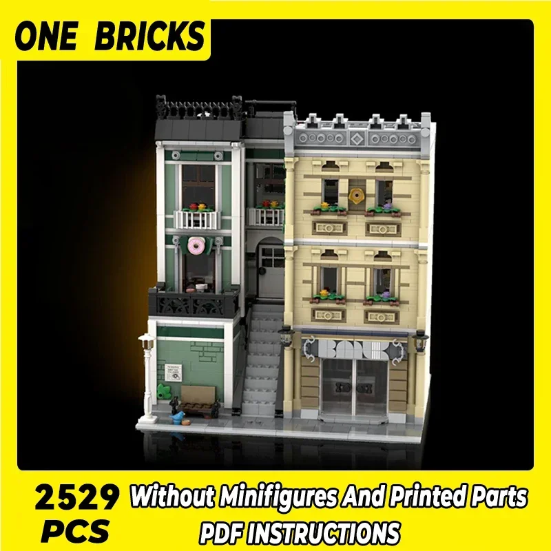 City Street View Model Moc Building Bricks Golden Shell Bank Technology Modular Blocks Gifts Christmas Toys DIY Sets Assembly