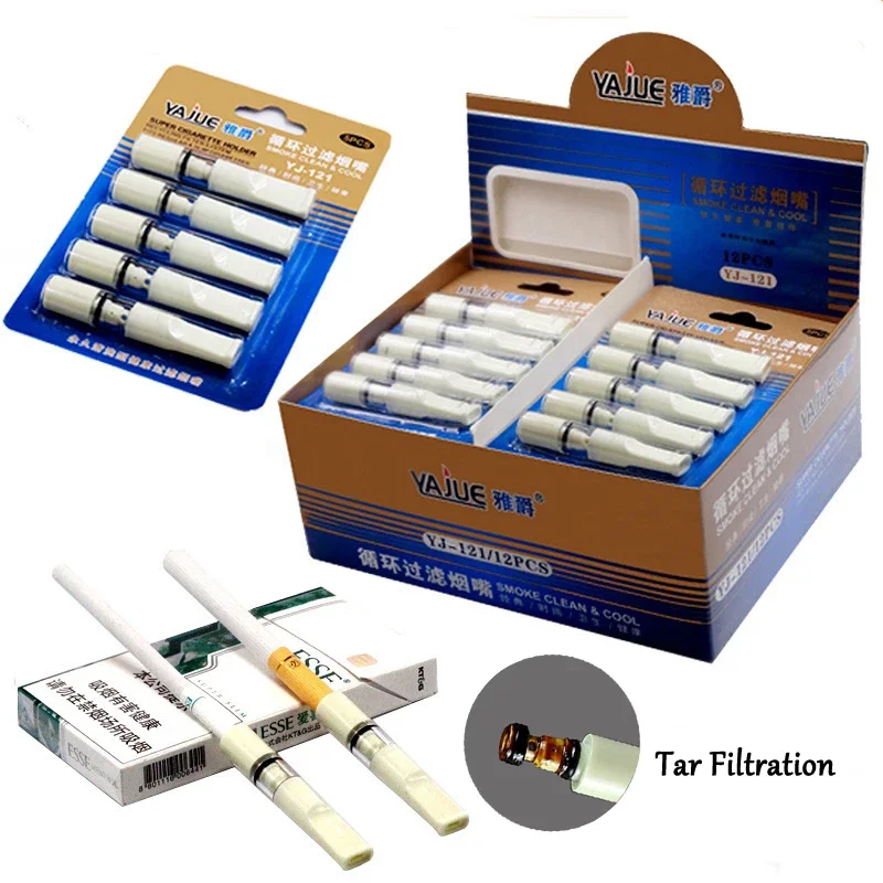 6 /12 Sets Portable Recyclable Smoking Filter Cleanable Microfilter Cigarette Holder Tar Filtration Smoke Mouthpiece Men Gifts