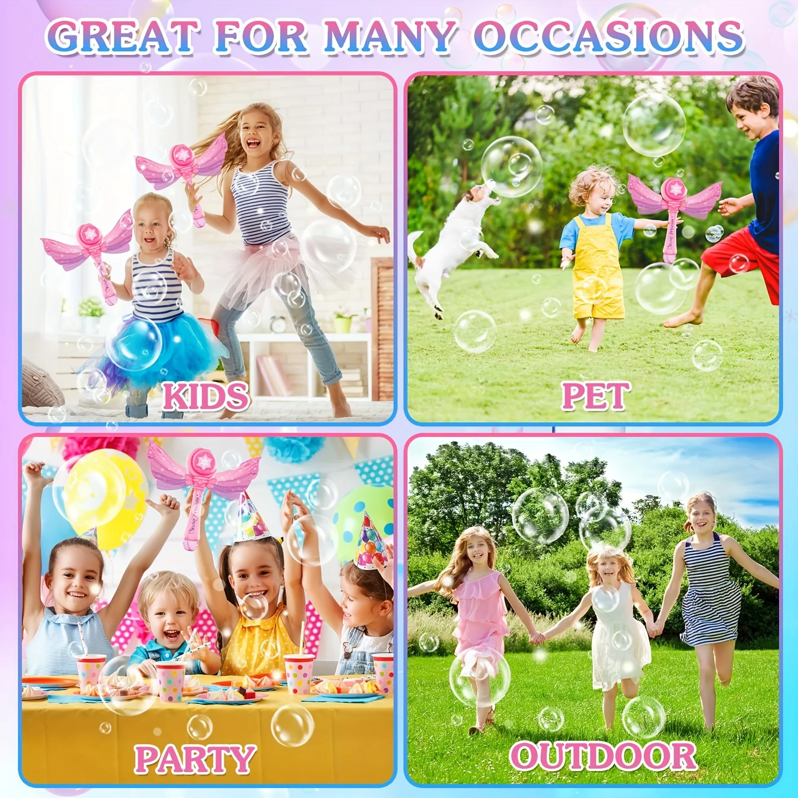 Handheld Outdoor Bubble Blower Toy Magic Wand Shaped Bubble Maker Perfect Gift for Kids Birthday Christmas Gifts