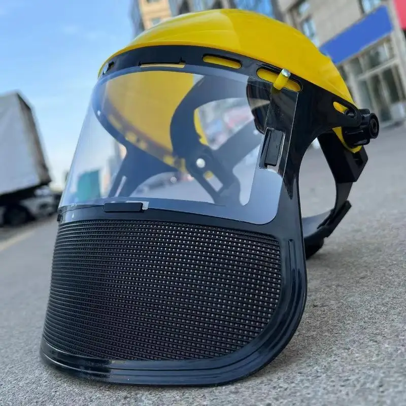 Garden Grass Trimmer Weed Wacker Safety Helmet Hat With Full Face Mesh Mask For Logging Brush Cutter Forestry Protection