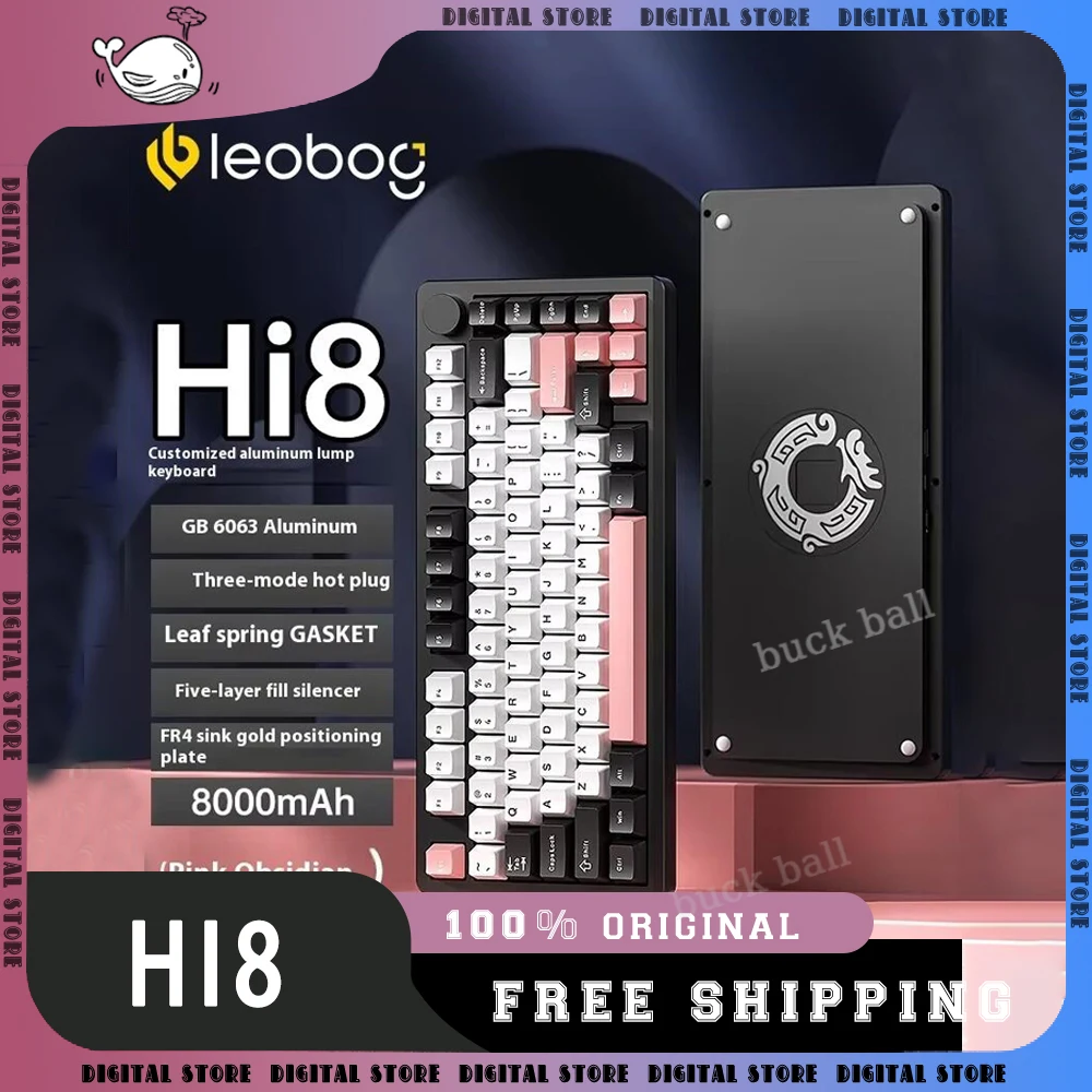 Teclado mecánico Leobog Hi8, teclado inalámbrico Bluetooth de 3 modos, aleación de aluminio, junta de intercambio en caliente personalizada, teclados para jugadores, regalo