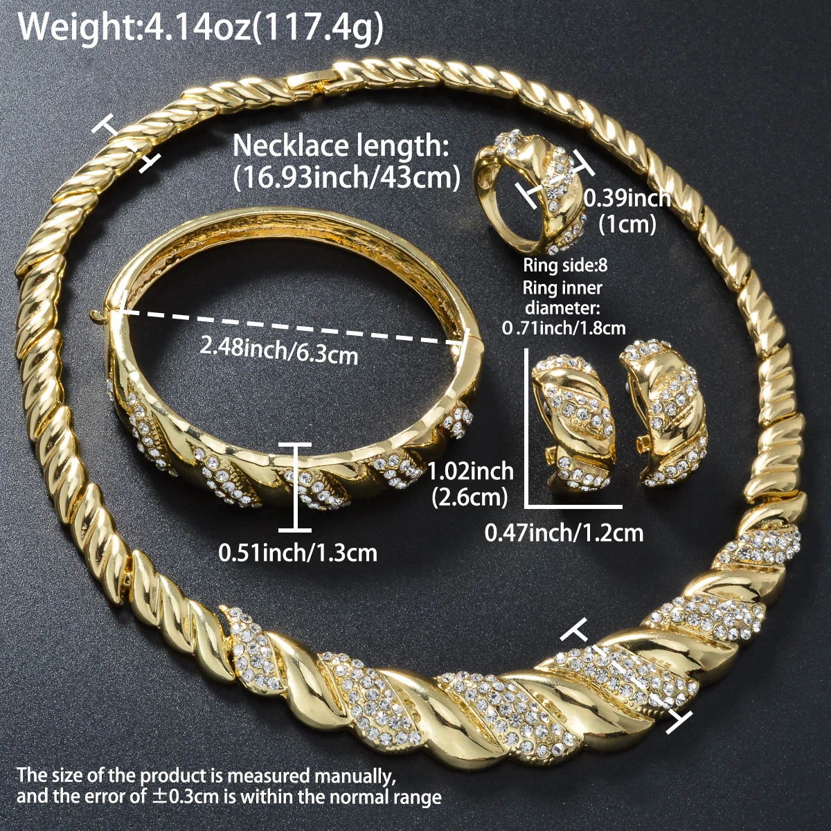 

Dubai Style Gold Plated Jewelry Set Elegant Floral Necklace Earrings Set for Women Evening Party Gift