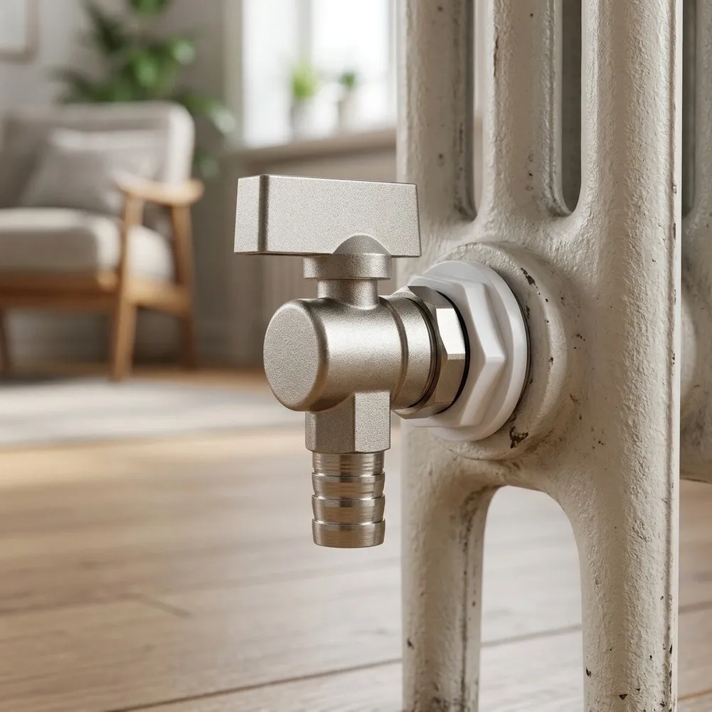 Die-Cast Aluminum Drain Valve for Radiators and Heat Exchangers Featuring Optimized Flow Path and Reliable Manual Operation