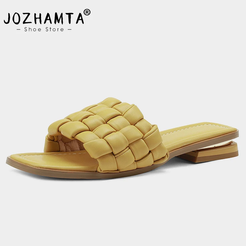 

JOZHAMTA Size 33-40 Women Sandals Low Heels Summer Shoes Open Toe Mules Sandalias Chunky Heel Slippers Casual Home Ladies Slides