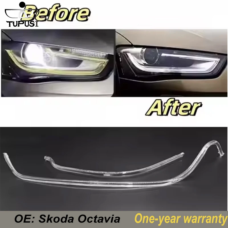 

Headlight DRL Tube For VW Skoda Octavia 2015 2016 2017 Acrylic tube Light Guide Strip Light DRL Strip