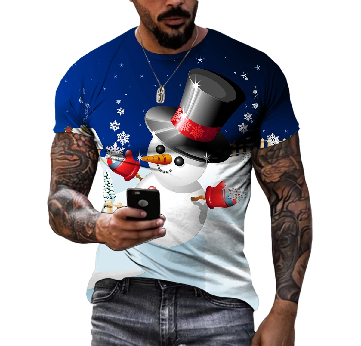 Christmas Tree Carnival Santa Claus Happy New Year Gift Man T-shirts Hip Hop 3D Print Harajuku Round Neck Tee Short Sleeve Top