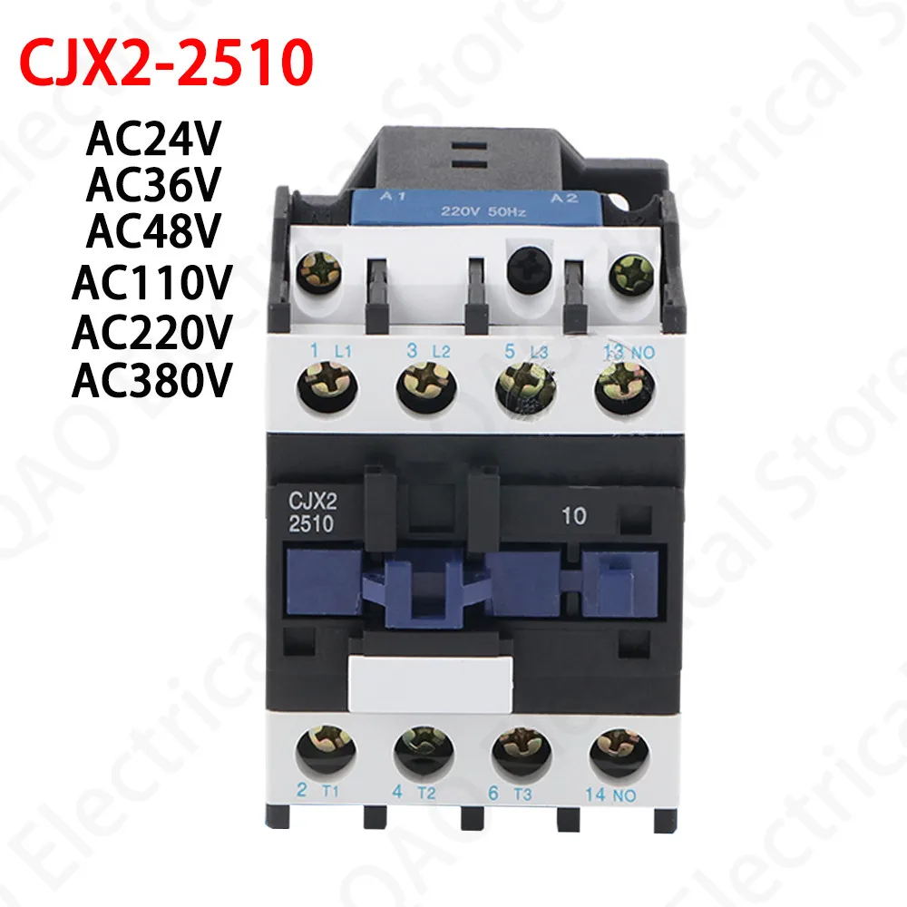 

Контактор переменного тока LC1D CJX2-2510 25A NO 3-фазный контактор электрической мощности для монтажа на DIN-рейку 24 В 36 В 110 В 220 В 380 В