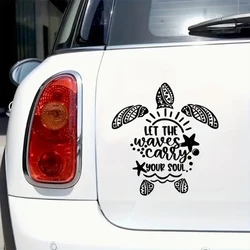 Sea Turtle Vinyl Decal, Let The Waves Carry Your Soul Car Sticker, Single Use Laptop and Truck Decal - Durable Material Vinyl