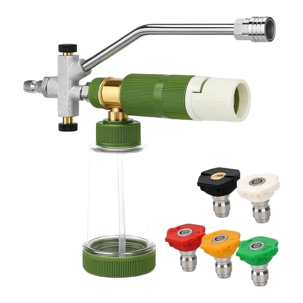 Matcha Green Foam Sprayer for High Pressure Washers with Quick Connect Dual 14 Inch Fittings and Adjustable Nozzles