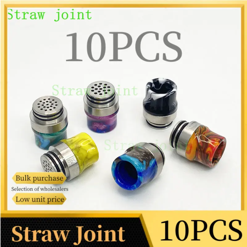 10PCS 810 Random Color Stainless Steel 16 Hole Resin Straw Joint