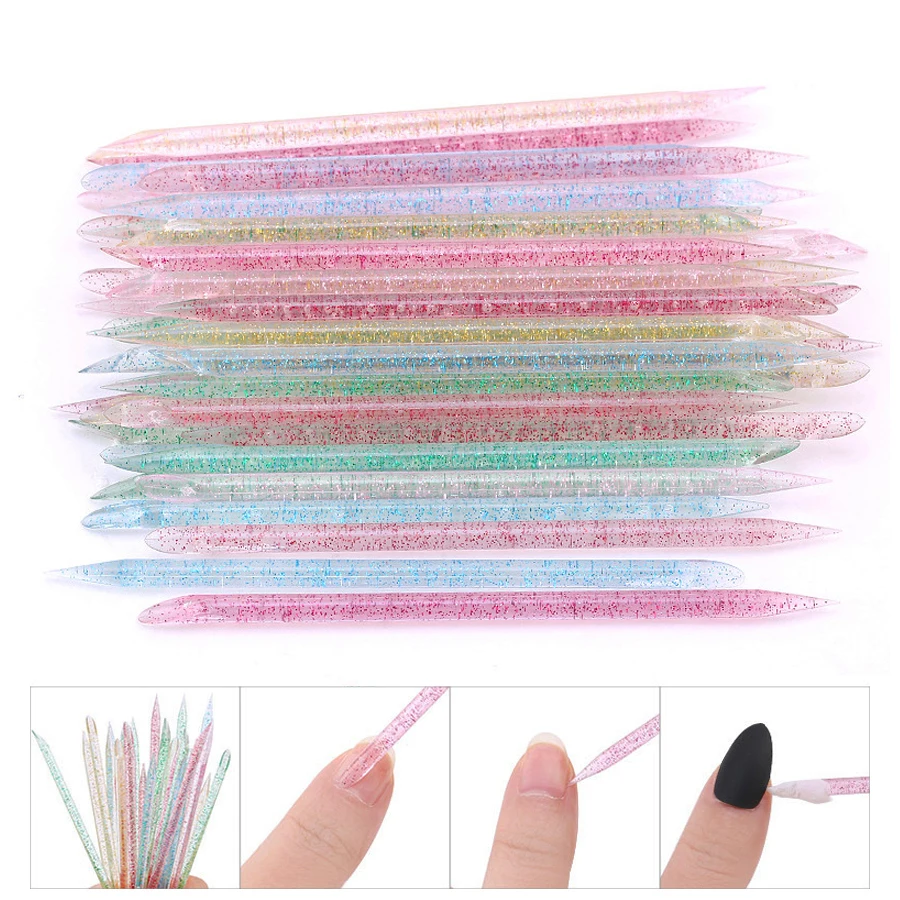 10/50/100 pièces bâton de cristal réutilisable Double extrémité Nail Art poussoir à cuticules outil de retrait de cuticules pédicure soins des ongles outils de manucure