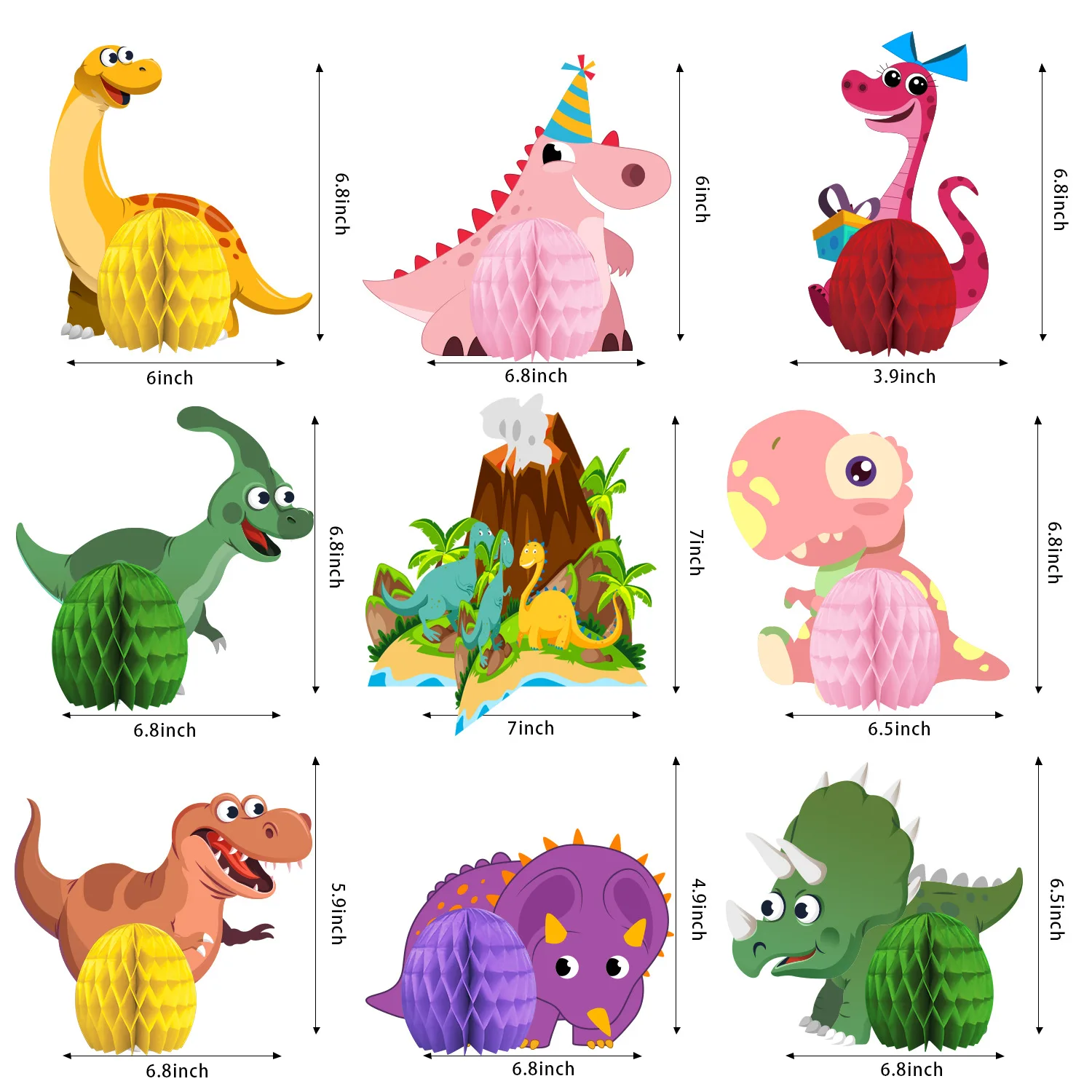 Dinosaur Theme Party Honeycomb Tabletop Decor Jungle Safari Dino Roar Dinosaur Happy Birthday Party Kids Boy Favor Gifts