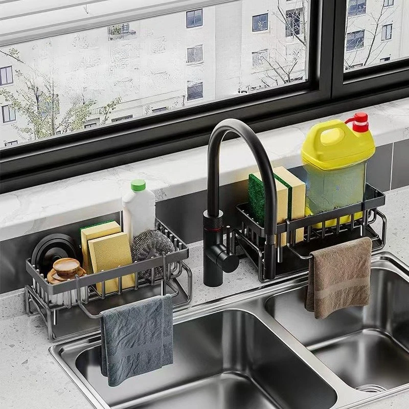 Sink sponge rack kitchen rag rack scouring cloth drain rack non-punching faucet sink artifact