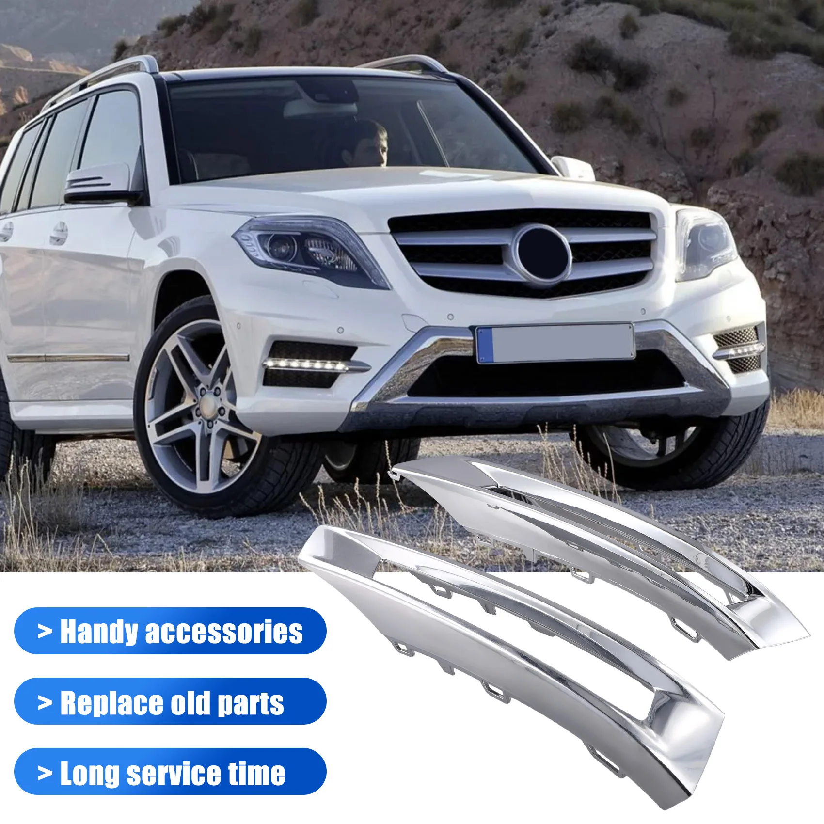 1Pair Front Bumper Trim Fog Light Grille Cover 2048853974 2048854074 For Mercedes Benz GLK 15-16 2048854074 2048853974-N32R