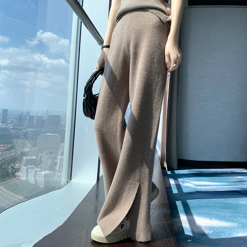 Cross legged wide leg pants for women's autumn and winter new high waisted loose casual straight leg short floor mopping pants