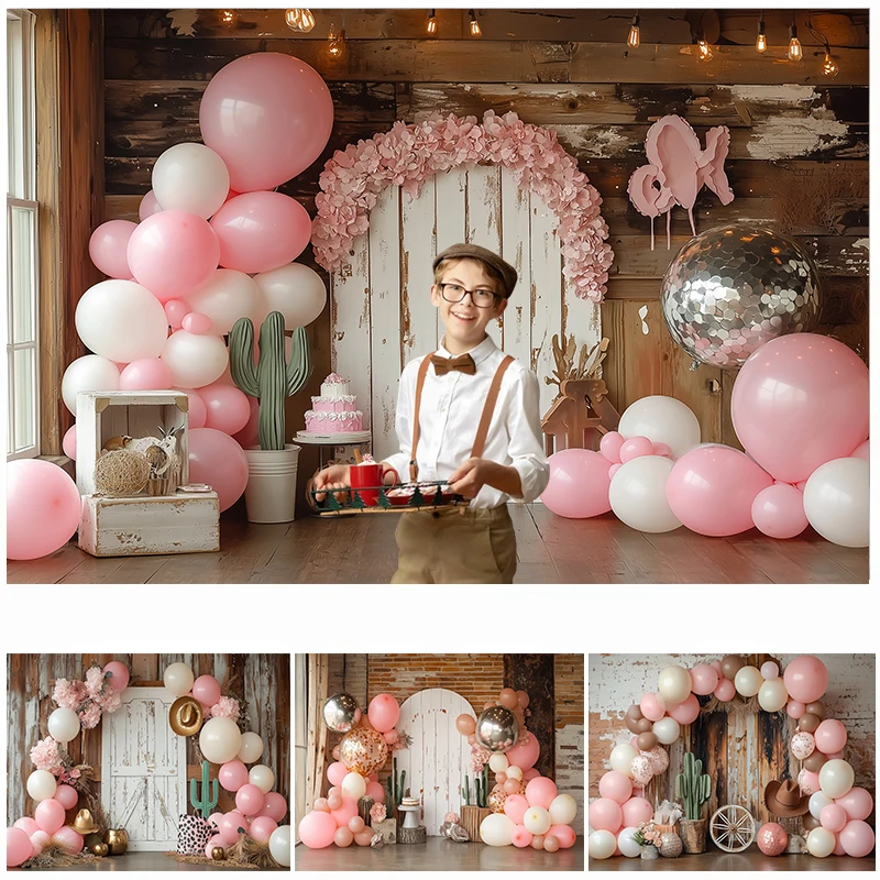 

LS Photography Background Autumn Western Cowboy West Rustic Barn Hay Balloon Kids Birthday Portrait Decor Backdrop Photo Studio