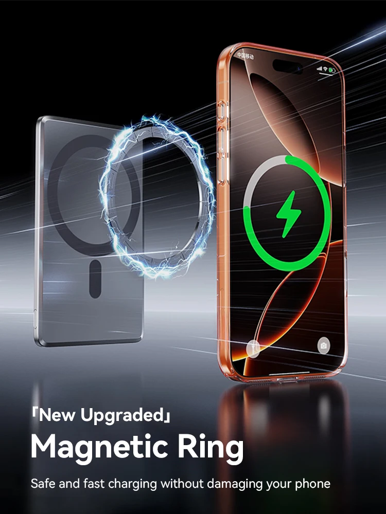 Joyroom magnetic case for iPhone 17/16 Pro Max, thin transparent cover, anti-yellow, wireless charging compatible 3