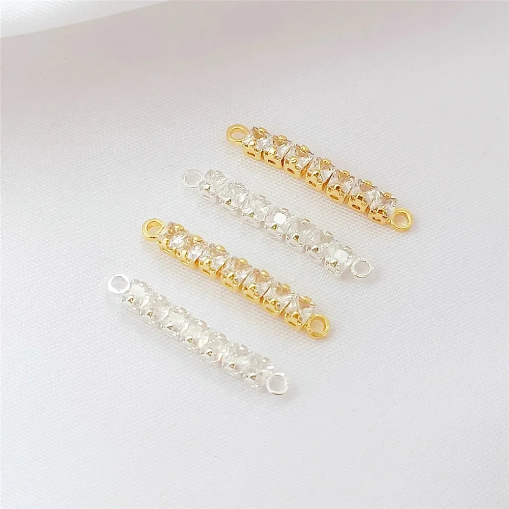 

14K Gold-plated Claw Zirconium Chain Extension Chain Connecting Strip Double Ring Handmade Diy Bracelet Necklace Accessory