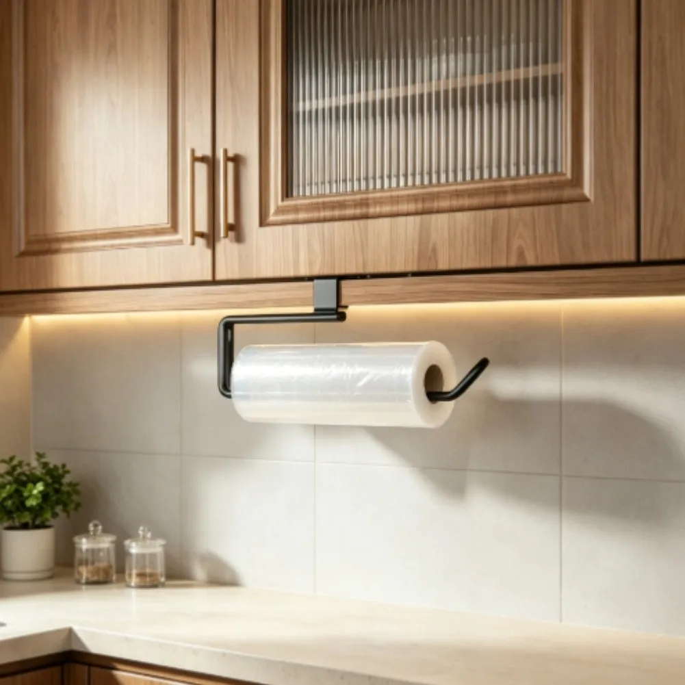 Paper Towel Holder Stainless Steel Under Cabinet No Drill Clip Mount for Towels Foil Plastic Wrap Kitchen Organizer