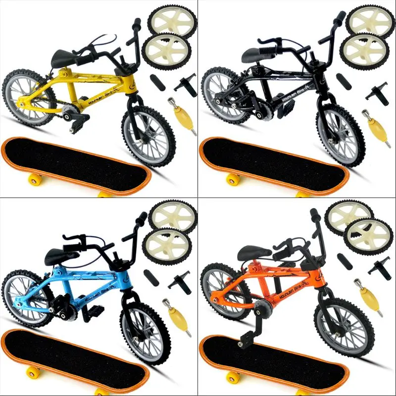 Mini lega dito bicicletta sportiva set tastiera per bici fai da te per gioco creativo skateboard bambini giocattoli per