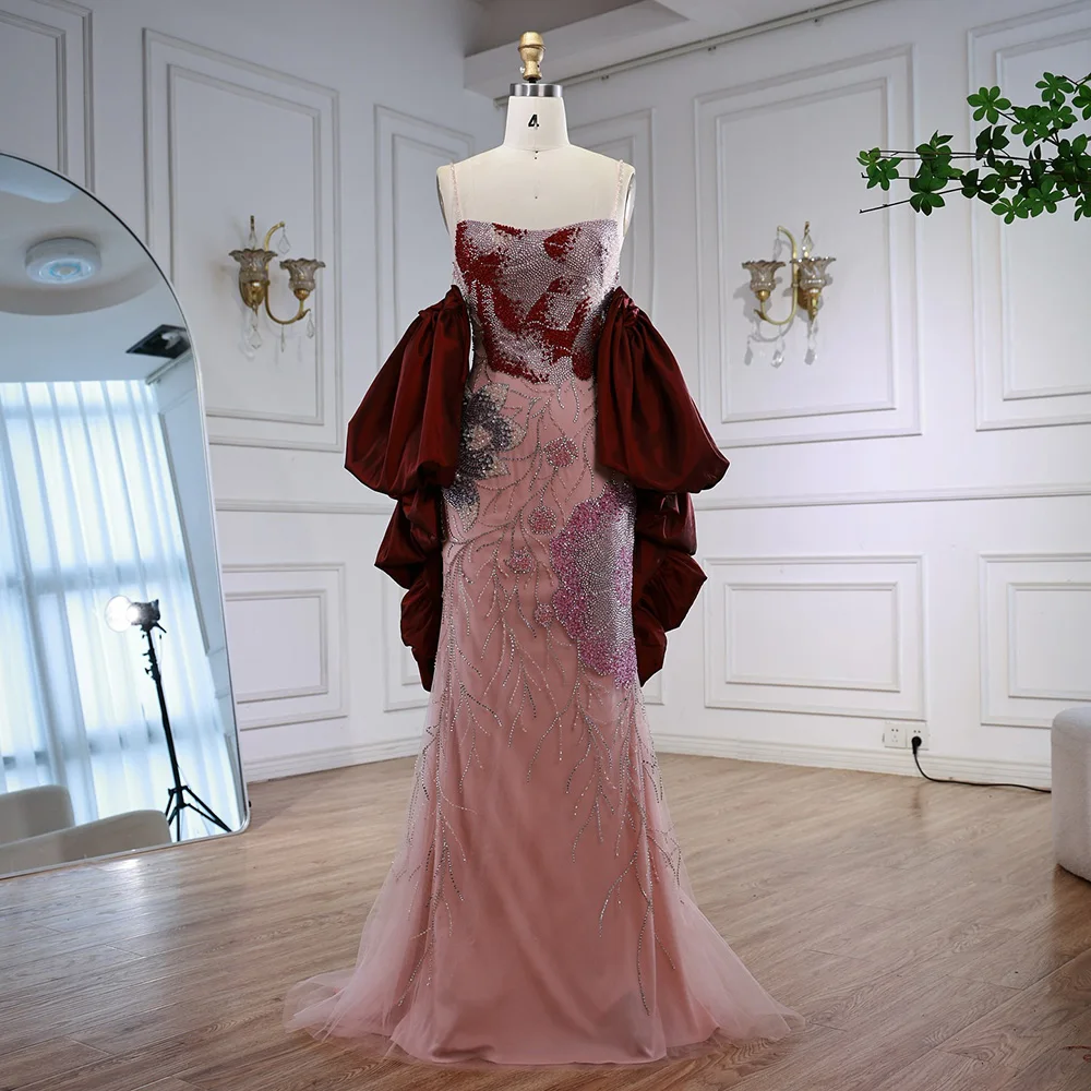 luxury pink dresses Luxury Pink Mermaid Long Formal Dresses High Low Evening Dress With Re SELINADRESS