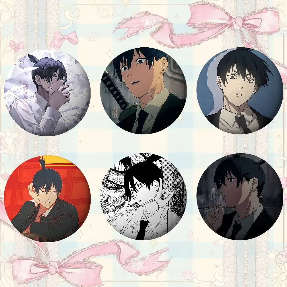 Anime Cool Aki Hayakawa Brooches Stylish Ornament Pins Exquisite Round Badge Bag Accessories Jewelry Gifts