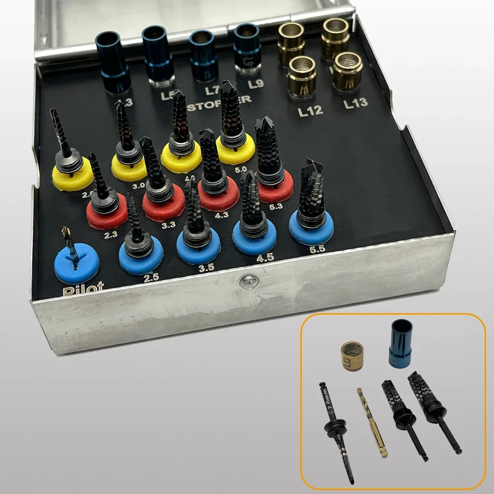 

21Pcs Dental Osseodensification Bur Drills Kit Surgical Implant System Drivers with Stoppers for Bone Preparation