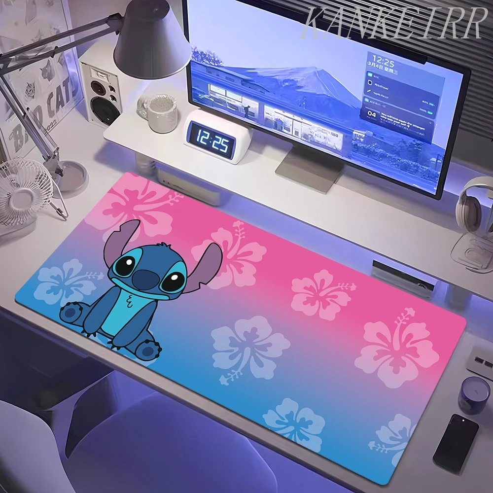 Large Gaming Mice Pad Kawaii Anime Stitch Mousepad Gamer Mausepad XXL Computer Office Speed Deskmat Keyboard Cabinet Accessories