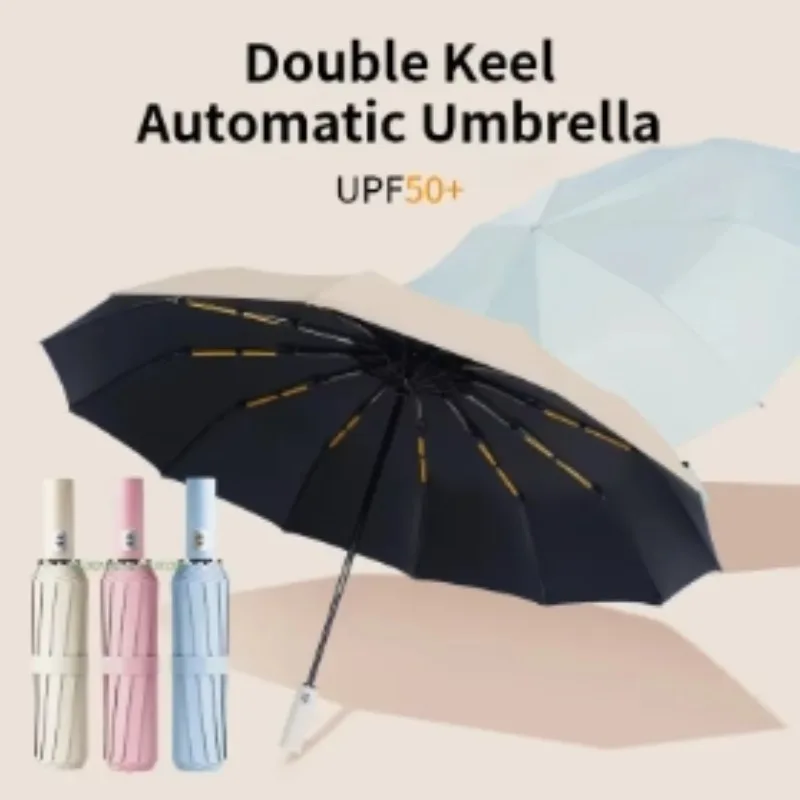 + Durable Reinforced 24 - Bone Umbrella, UPF50+ UV Protection for Men's Business & Women's Travel