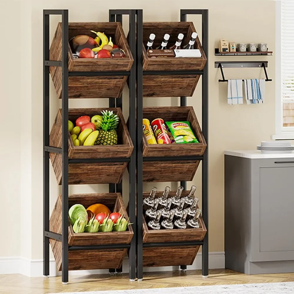 

Wine Rack Freestanding Floor, 3 Tier Wooden Wine Storage Stand, Wobble-Free Wine Holder Display Shelf Liquor Bottle Organizer