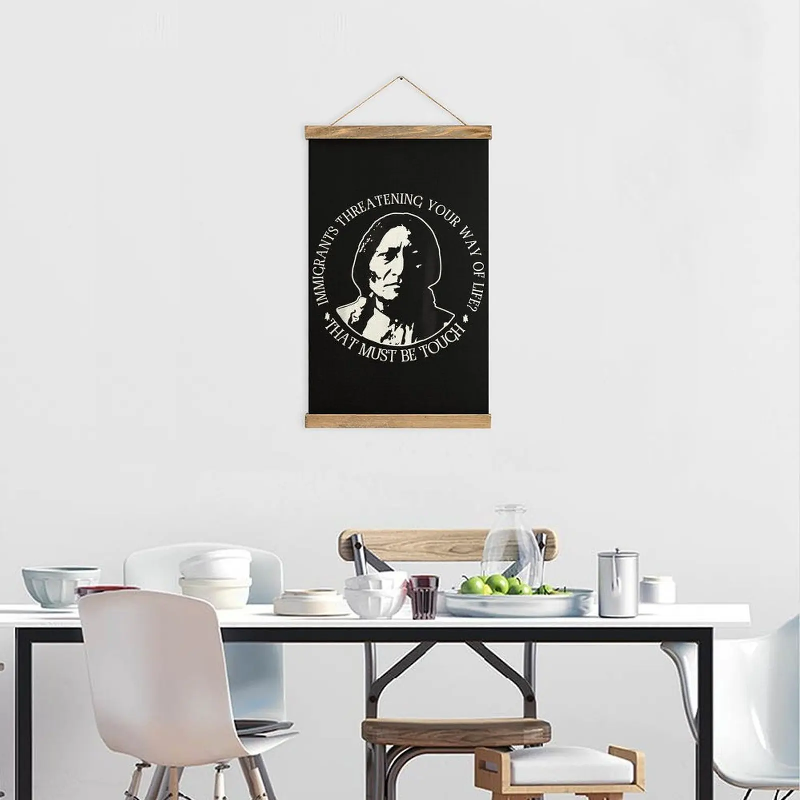 المهاجرين تهديد الحياة جدارية قوية غرفة المعيشة الجدار الديكور الكتان معلقة اللوحة لطيف العبقري غريب الأطوار الأبيض تزيين #5