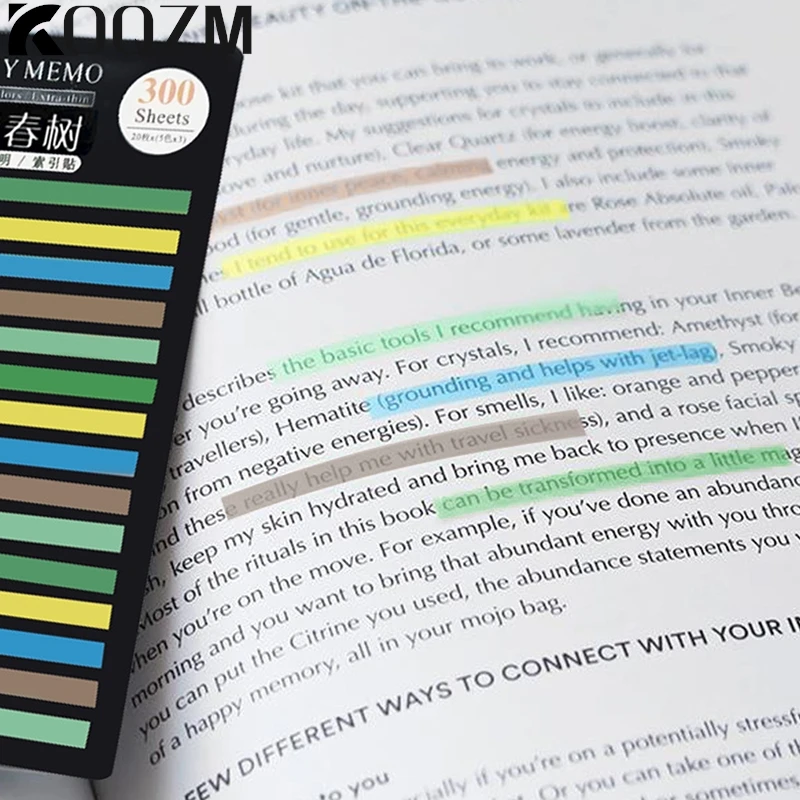 Transparente Sticky Note para Page Marker Planner, Tabs Índice Flourcent, Bandeira de Seta, Adesivos, Escritório, Material Escolar, 300 Folhas