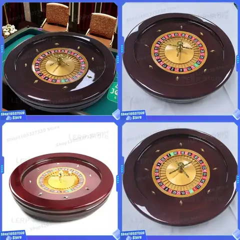 20 Inch Luxury Solid Wooden Roulette Wheel Professional Casino Style Red Color for Family Gaming and Toys