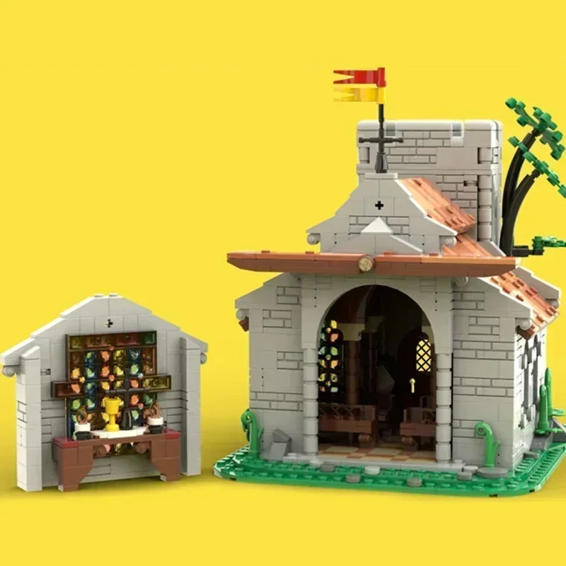 Bloques de construcción Moc, modelo de fortaleza militar, tecnología de iglesia de los caballeros del León, bloques modulares, regalo, juguetes de Navidad, conjuntos DIY de montaje