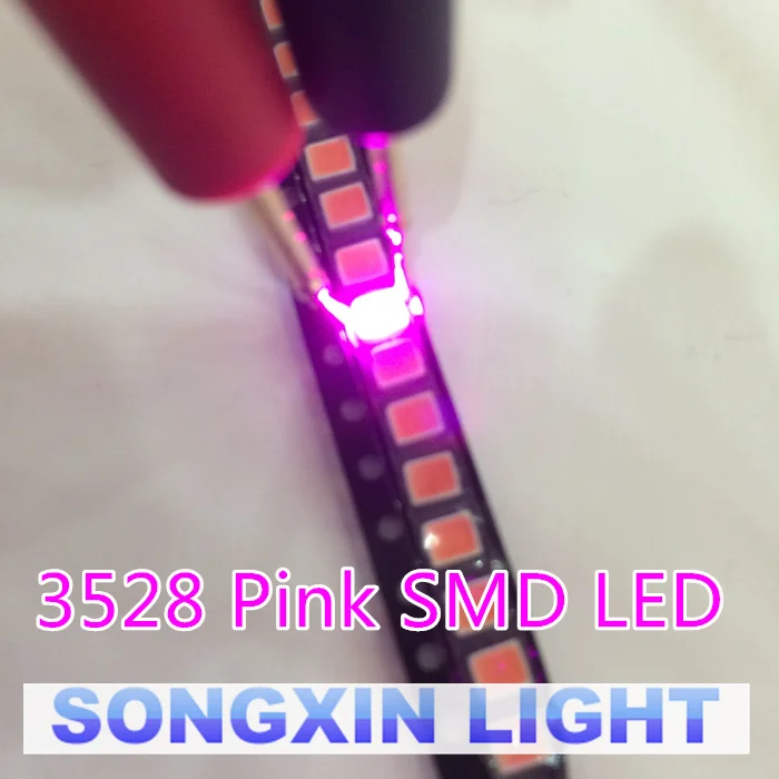 Wholesale 100pcs Pink POWER TOP 1210 3528 SMD SMT PLCC-2 Ultra Bright LED New