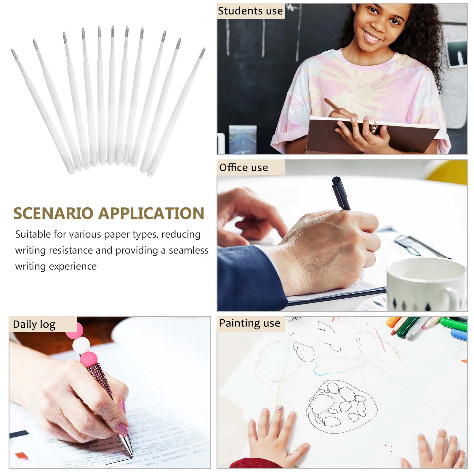 100 قطعة عبوات الحبر الأسود لأقلام حبر جاف تدفق سلس قدرة عالية إعادة الملء القلم الأساسية قابلة للاستبدال للكتابة المدرسية المكتبية #2