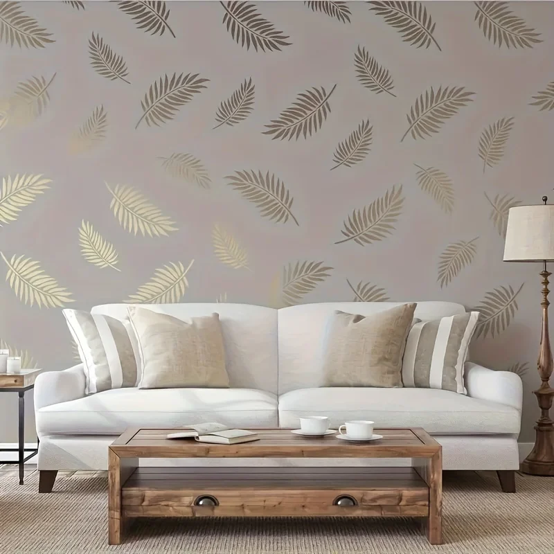 1PC 11,8x17,7 inch palmblad stencil voor muur en meubels schilderen, herbruikbare tropische plant sjabloon voor thuis kunst DIY