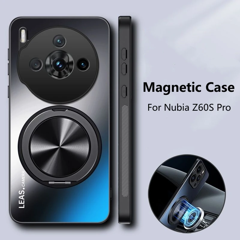 Magnetic Case For Nubia Z60S Pro Case Hard Matte With Ring Stand Protective Back Cover For ZTE Nubia Z60 S Pro Shockproof Bumper