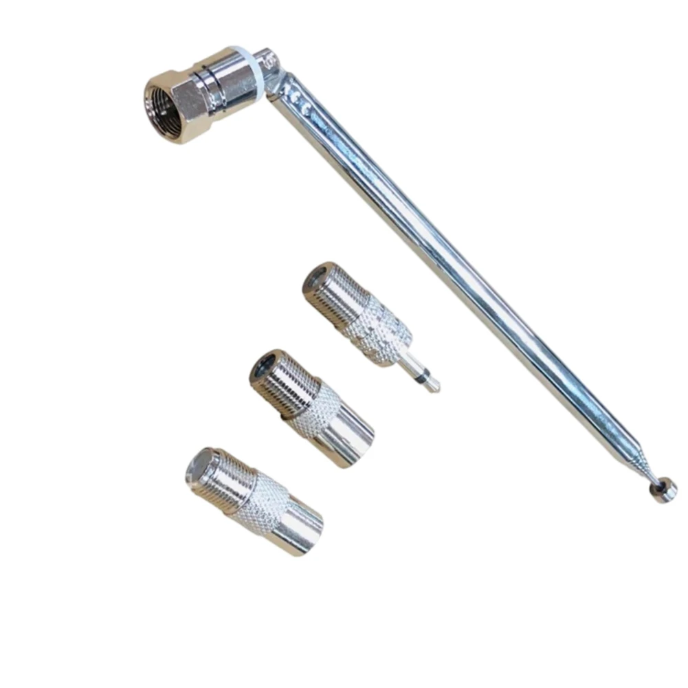 Telescopic Rod Antenna Kit with F Type Male Connector for FM Radio Reception and AV Stereo Receiver Compatibility