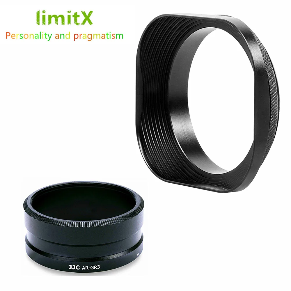 GRIII GRIIIX Metal Square Shape Lens Hood & Adapter Ring For Ricoh GR III IIIX HDF GR3 GR3X Camera