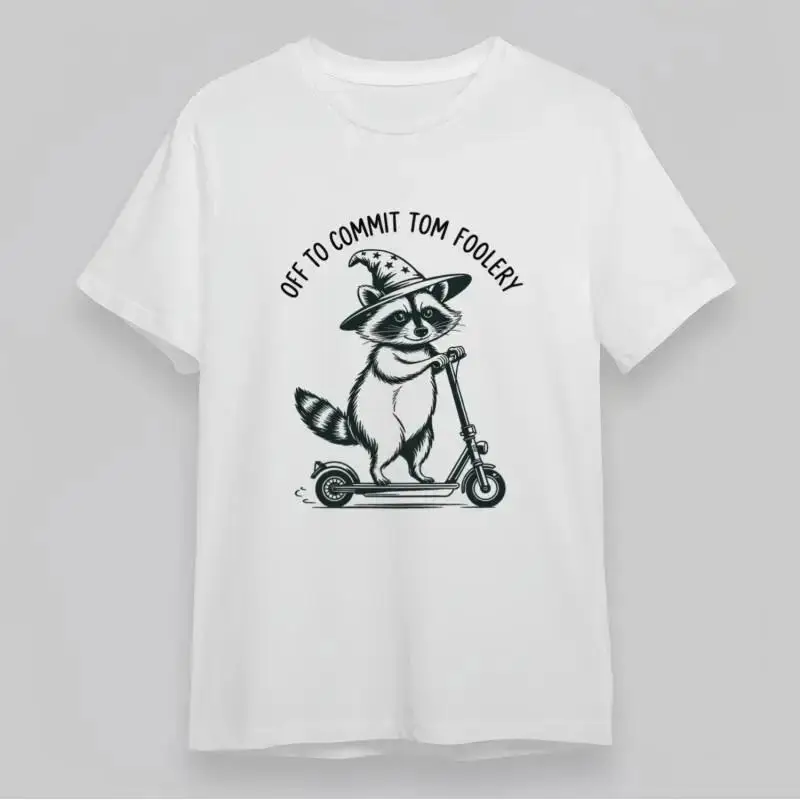 Men'S Trend Classic T Shirt Off To Commit Tom Foolery Raccoon On Scooter