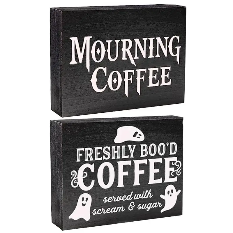 

Halloween Coffee Sign FRESHLY BOO'D Wooden Coffee Sign Mourning Coffee Sign Perfect for Holiday Kitchen Coffee Bar Decor