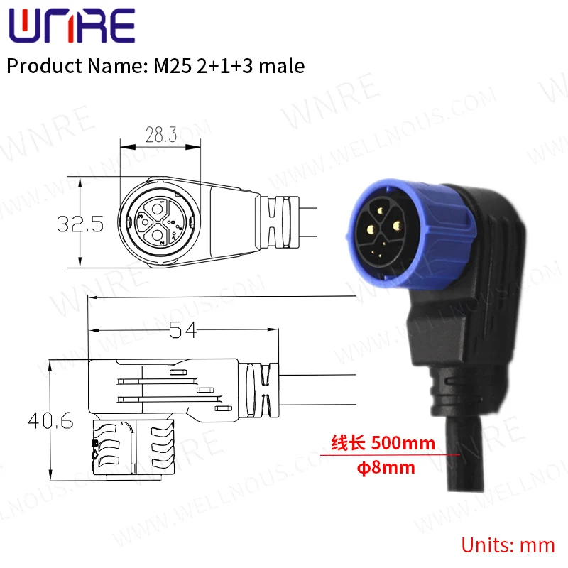 M25 E-BIKE Battery Connector IP67 Scooter Socket 20A Charging Socket Waterproof Plug With Cable Wire Plug Batteries