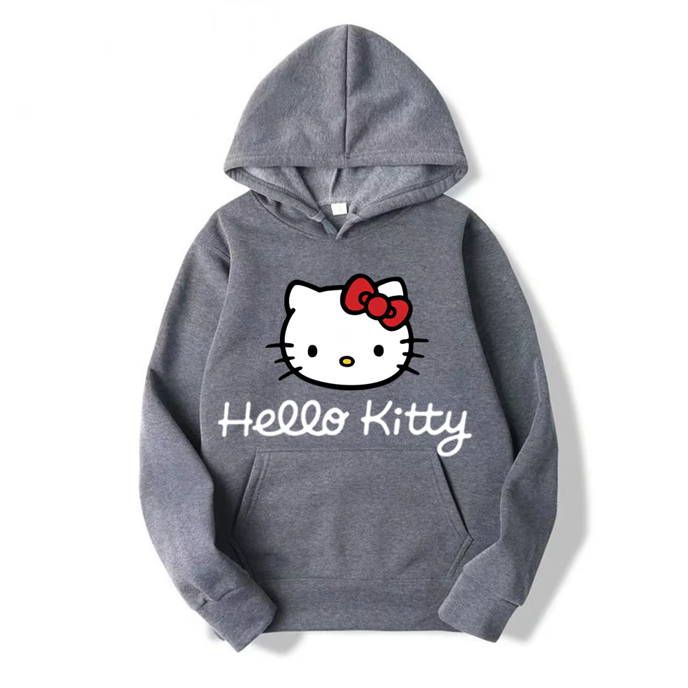 New Hello Kitty Anime Hoodie Casual Sweatshirt Boys Fleece Pullover Y2k Sudadera Couples Print Hoodies Jacket Kids Clothes Girls