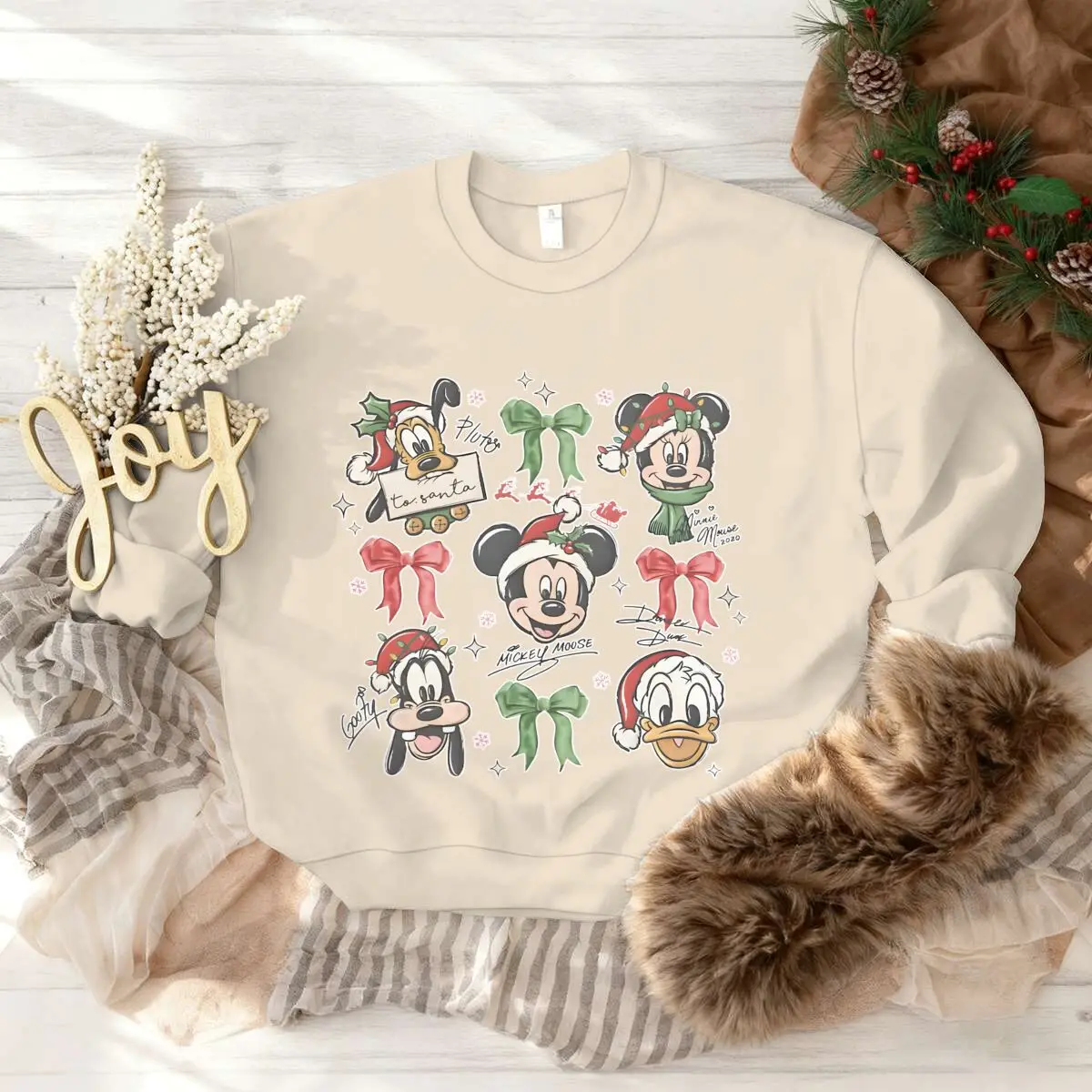 Felpe da donna di buon Natale Topolino Paperino Personaggio classico Top a maniche lunghe Design dei cartoni animati Pullover per ragazze di Natale