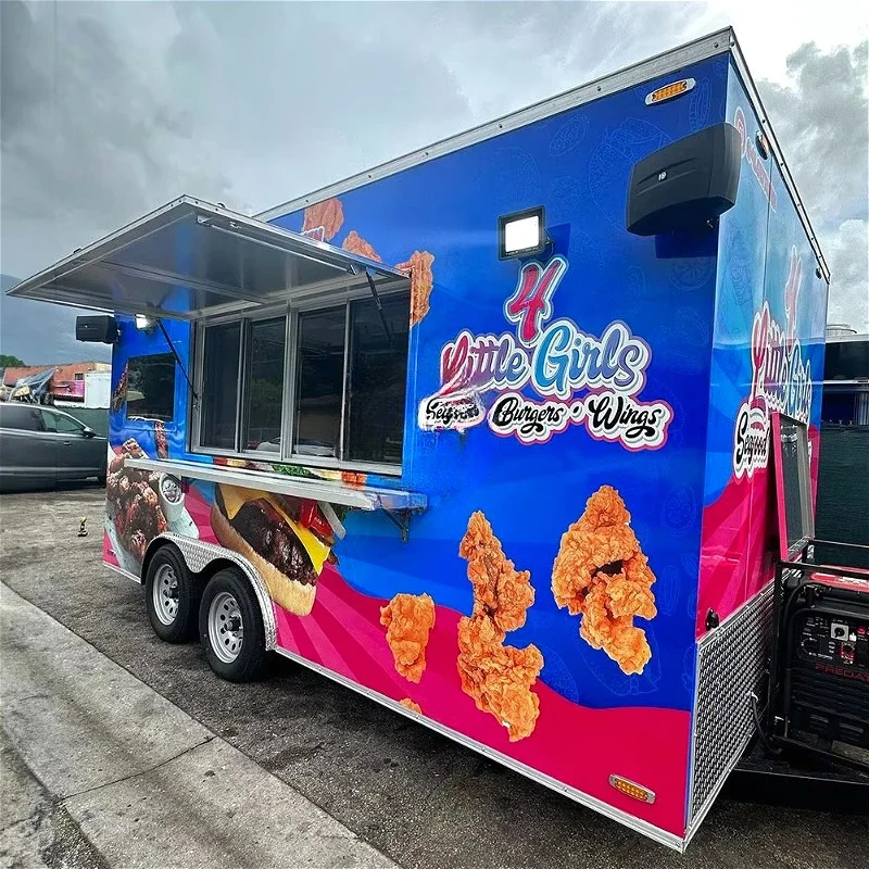 عربة الوجبات السريعة في جميع الأحوال الجوية، عربة الطعام، شاحنة الشارع، الوجبات الخفيفة، نظام البيع المتنقل، حزمة الأعمال، حار، Slae