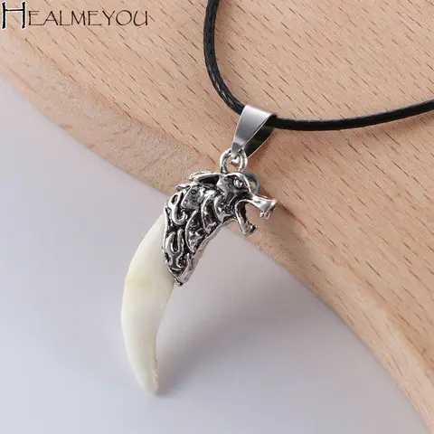 멋진 남자 보석 소년 횡포한 펜던트 티타늄 강철 늑대 치아 목걸이 패션